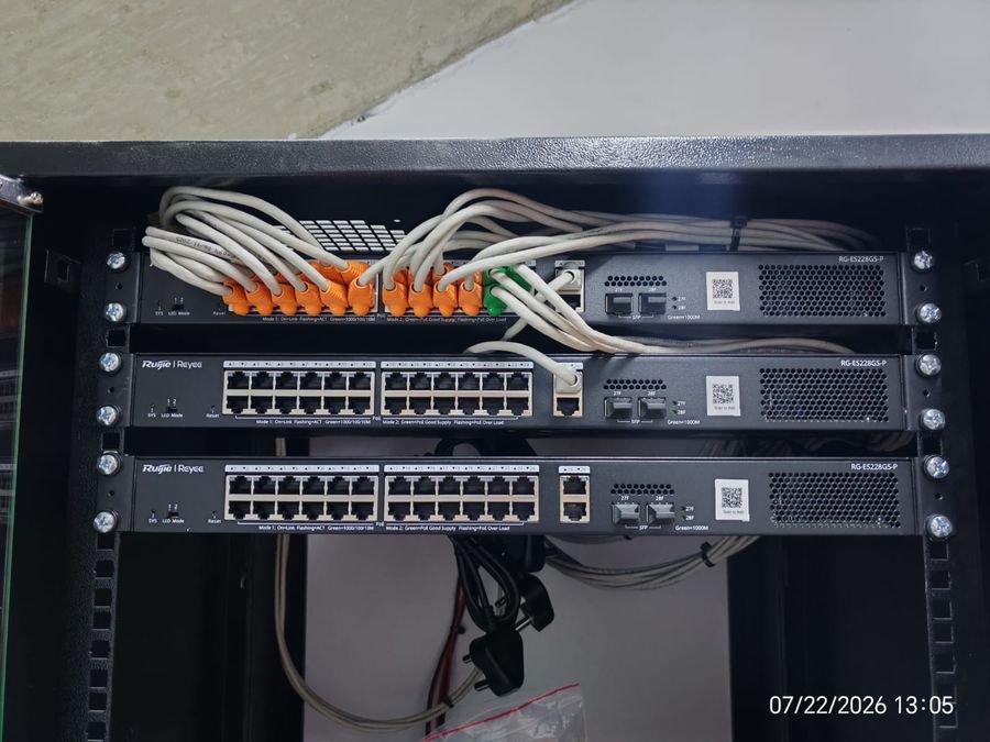 Network switch and NVR equipment rack